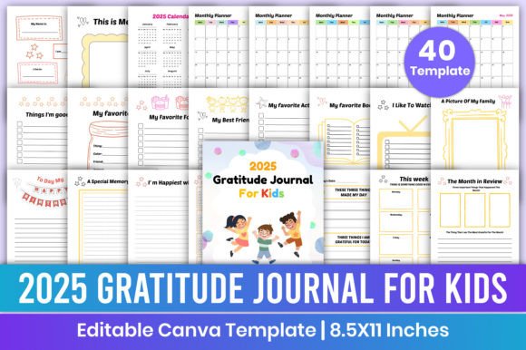 Download 2025 Gratitude Journal for Kids Canva - 2025 gratitude journal Collection